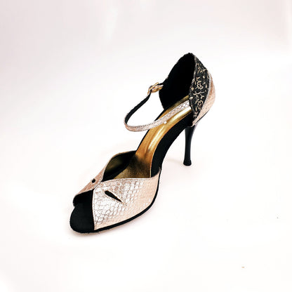 Sandalo da donna Marisa (588) in lurex pitone Kate Brown con cinturino, scarpa di moda in stile elegante e alla moda.