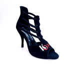 Carica immagine nella Galleria, Lilith (460) K.Open - Scarpa da Donna in Camoscio Nero Elastico Nero ricamo Kizomba Open
