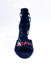 Carica immagine nella Galleria, Lilith (460) K.Open - Scarpa da Donna in Camoscio Nero Elastico Nero ricamo Kizomba Open
