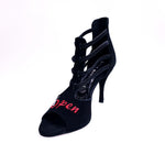 Carica immagine nella Galleria, Lilith (460) K.Open - Scarpa da Donna in Camoscio Nero Elastico Nero ricamo Kizomba Open
