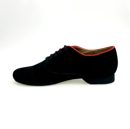 Scarpa da uomo Malaga MS07 K.Open in camoscio nero con ricamo Kizomba, modello Oxford, chiusura stringata elegante.