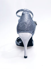 Load image into Gallery viewer, Pepa (210/6) - Women&#39;s Basic Dance Shoe in Glitter Carbon with 6 Straps and Stiletto Heel
