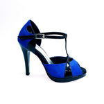 Carica immagine nella Galleria, Xena (698X) - Sandalo da Donna in Camoscio Blu e Vernice Nera con Plateau e Tacco a Spillo
