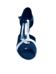 Carica immagine nella Galleria, Xena (698) - Sandalo da Donna in Camoscio Nero e Prisma Boreale Silver con Tacco Slim
