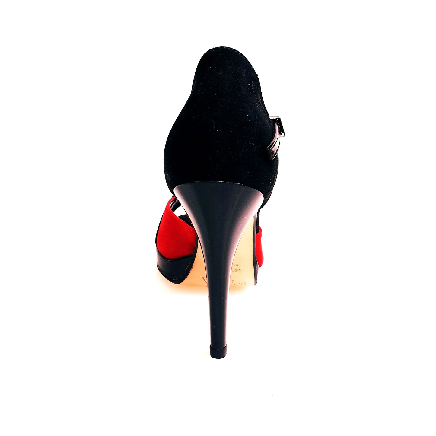 Sandalo donna Xena (698X) in camoscio rosso e nero con plateau e tacco a spillo, scarpa elegante Wish Dance Shop