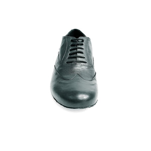 Fred (MS12) - Lace-up Dovetail Mod. Oxford Shoe in Black Leather Round Shape