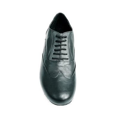 Scarpa stringata Fred MS12 in pelle nera con punta rotonda, modello Oxford, stile elegante e classico.