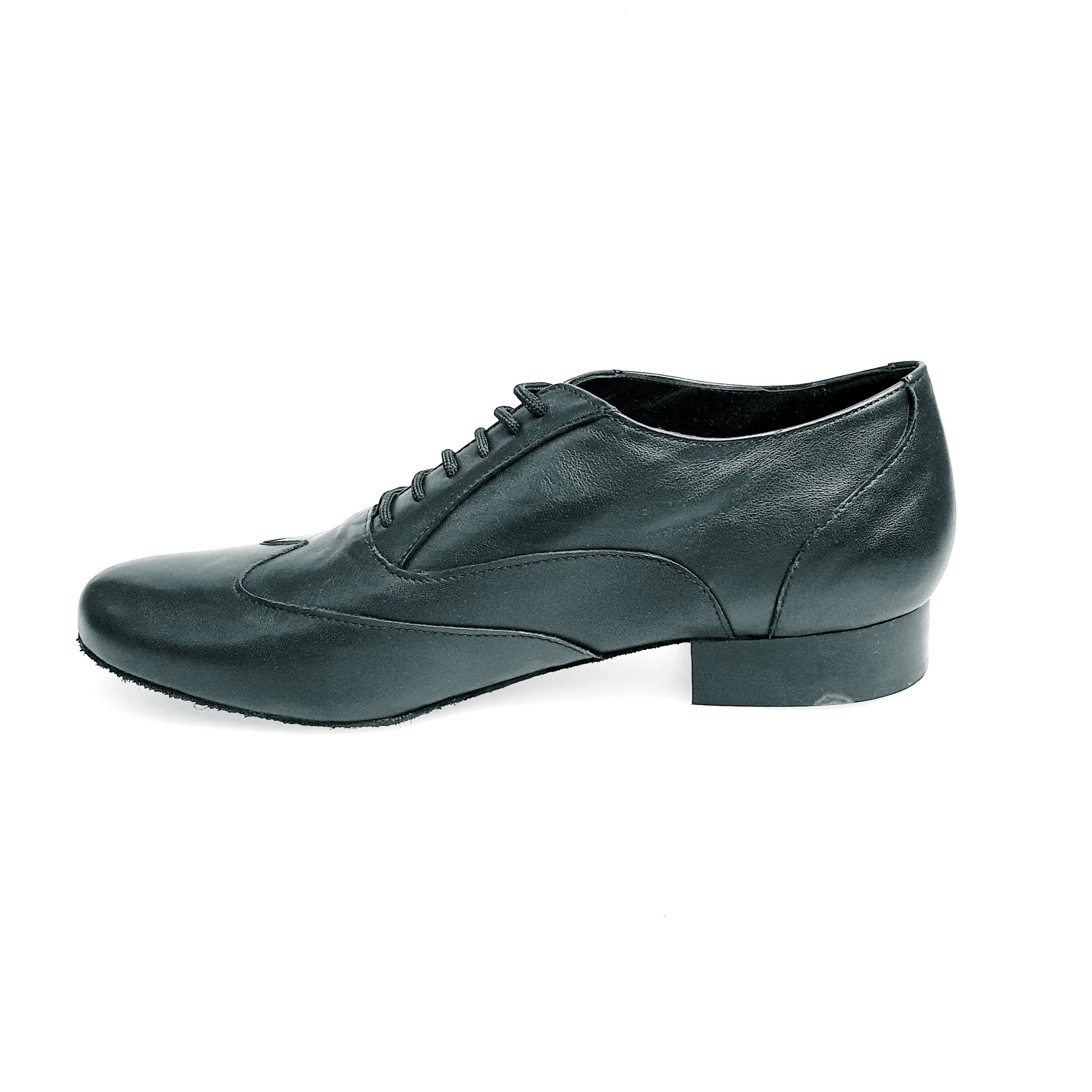 Scarpa stringata Fred MS12 in pelle nera con punta tonda, stile oxford, elegante scarpa da uomo Wish Dance Shop.
