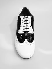 Load image into Gallery viewer, Adone (MS14) - Lace-up Dovetail Mod. Oxford Brogue Shoe in White Patent and Black Patent Round Shape
