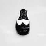 Carica immagine nella Galleria, Adone (MS14) - Stringata Coda di Rondine Mod. Oxford Brogue Scarpa in Vernice Nera e Vernice Bianca Forma Tonda
