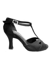 Carica immagine nella Galleria, Ely QT (32QT) - Scarpa da Ballo Basica da Donna in Raso Nero con tacco Rocchetto e Quarto T
