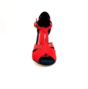 Anastasia (403) - Woman's Shoe in Red Suede and Red Fiesta Fabric