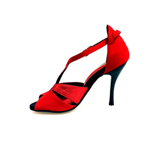 Anastasia (403) - Woman's Shoe in Red Suede and Red Fiesta Fabric