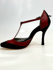 Load image into Gallery viewer, Odette (TS53 V) - Scarpa chiusa da Donna in Pelle Bordò e Pelle Nera
