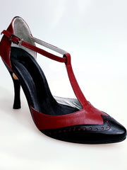 Load image into Gallery viewer, Odette (TS53 V) - Scarpa chiusa da Donna in Pelle Bordò e Pelle Nera
