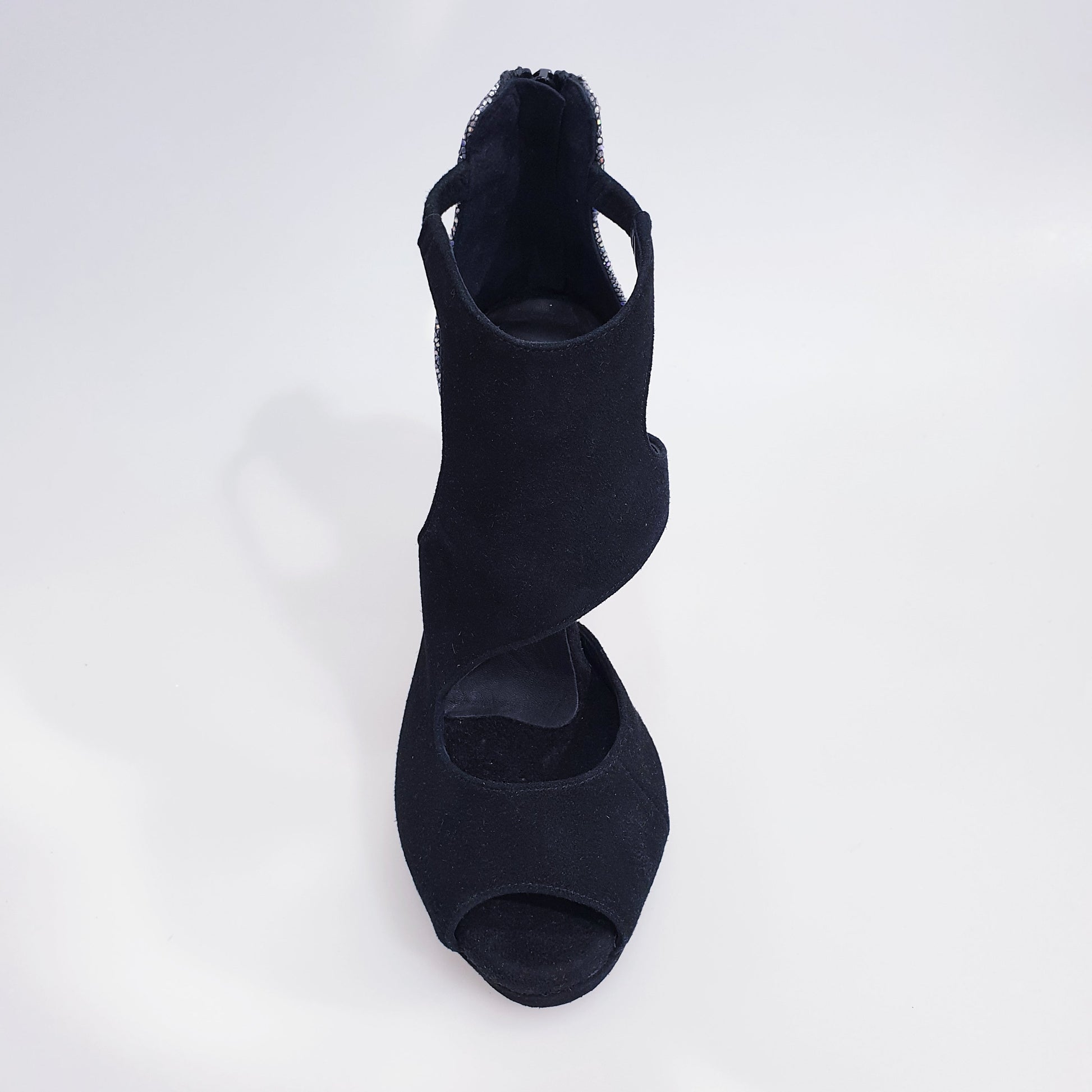 Scarpa donna Desiré Wish Dance Shop, sandalo in camoscio nero e multicolor con plateau e dettagli argentati.