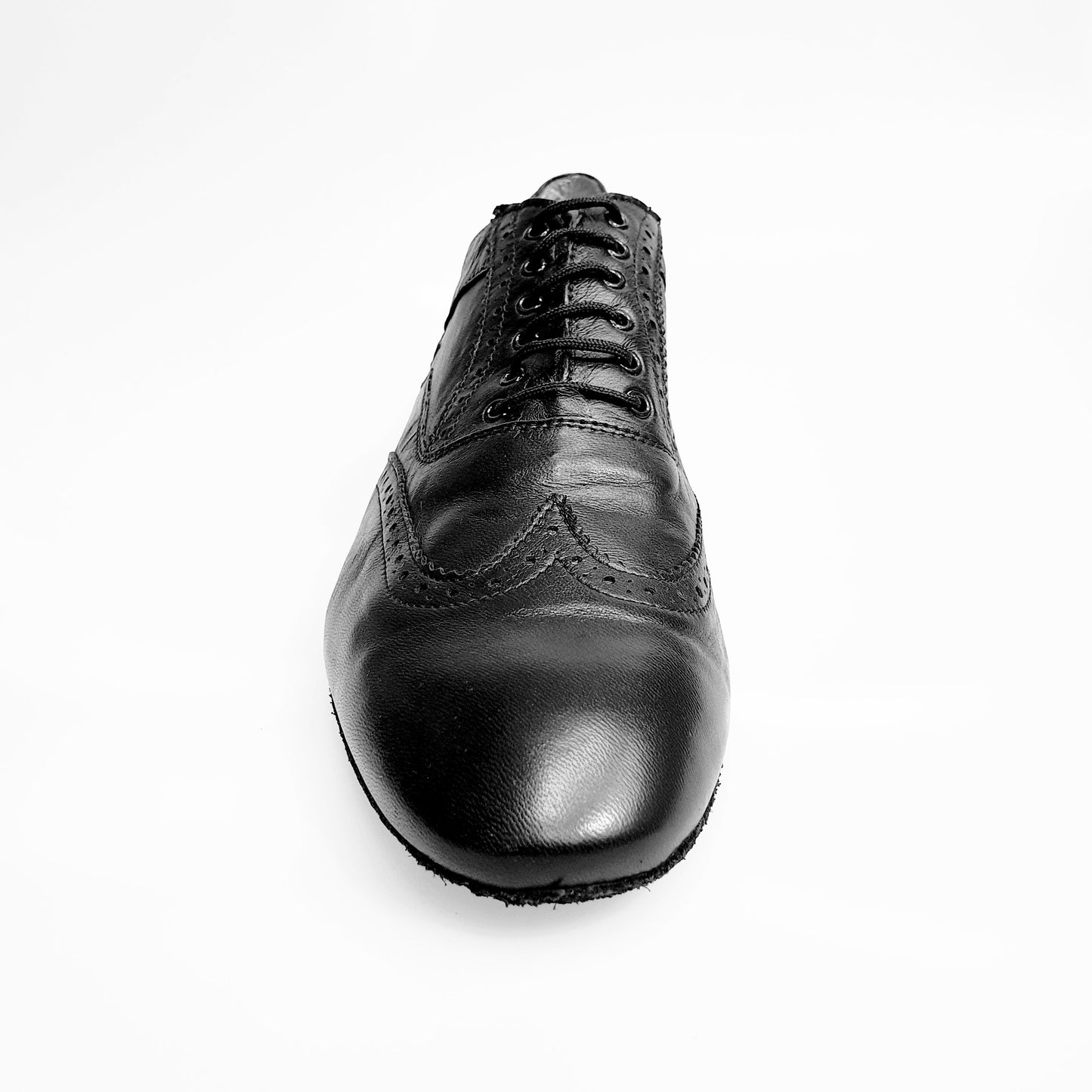 Scarpa stringata Richard MS14 in pelle nera con punta a coda di rondine, forma lunga, stile Oxford Brogue, Wish Dance Shop
