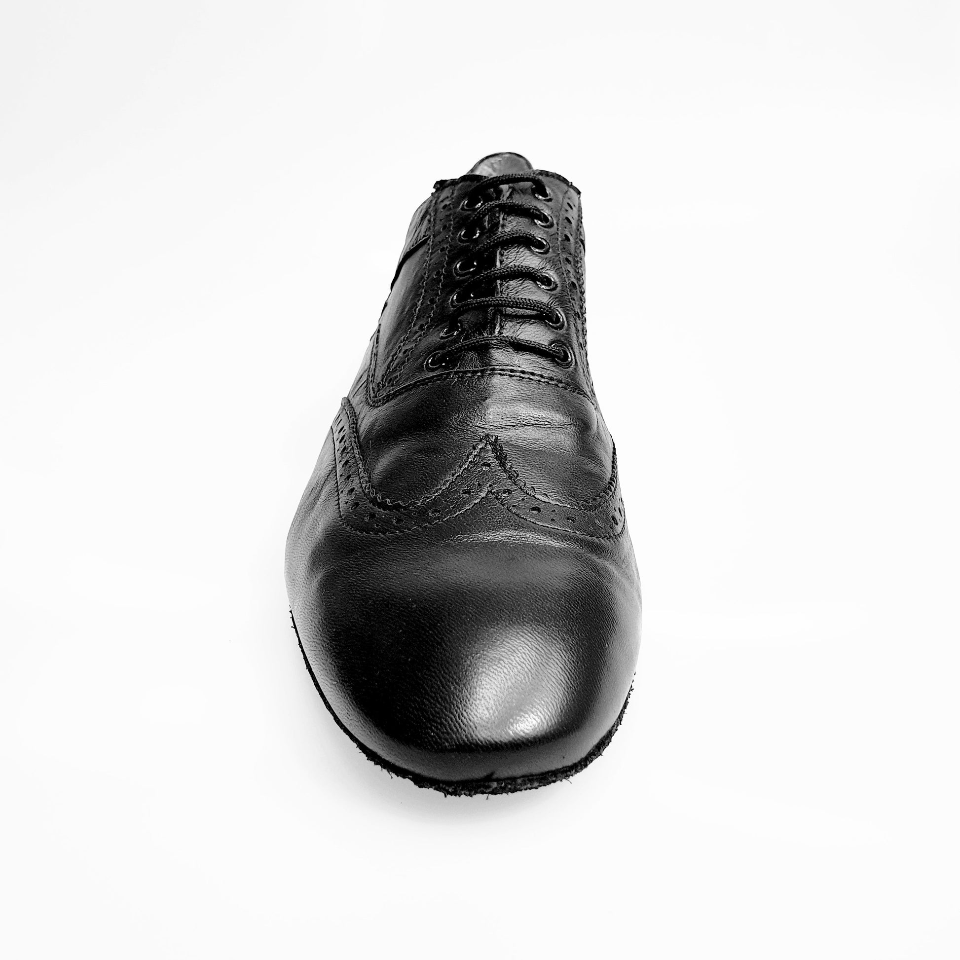 Scarpa stringata Richard MS14 in pelle nera con punta a coda di rondine, forma lunga, stile Oxford Brogue, Wish Dance Shop