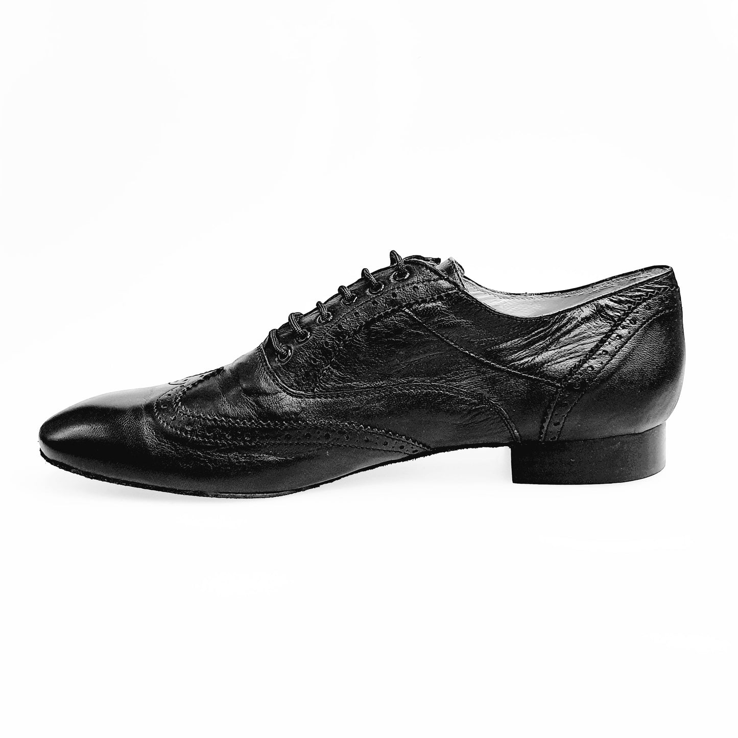 Scarpa stringata coda di rondine Richard MS14 in pelle nera, forma lunga, stile Oxford Brogue, scarpa elegante e classica.