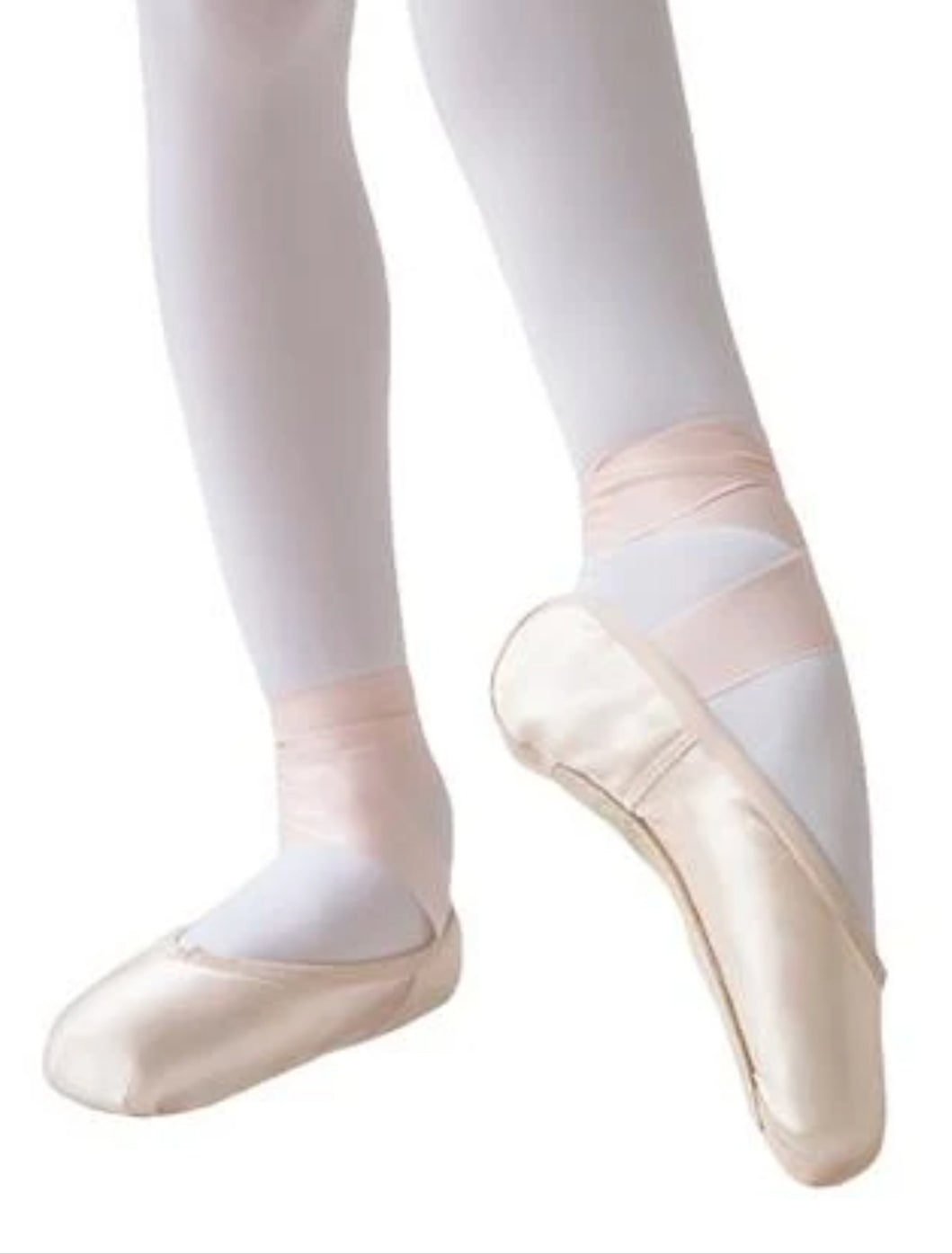 Punte da danza classica Grishko NOVICE modello 2007 per principianti, con tela bianca e suola in cuoio, ideali per principianti.