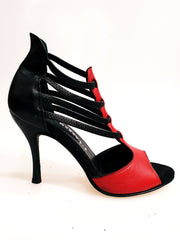 Carica immagine nella Galleria, Lilith (460) - Sandalo da Donna in Pelle Rossa con tallone e Tacco in Nera
