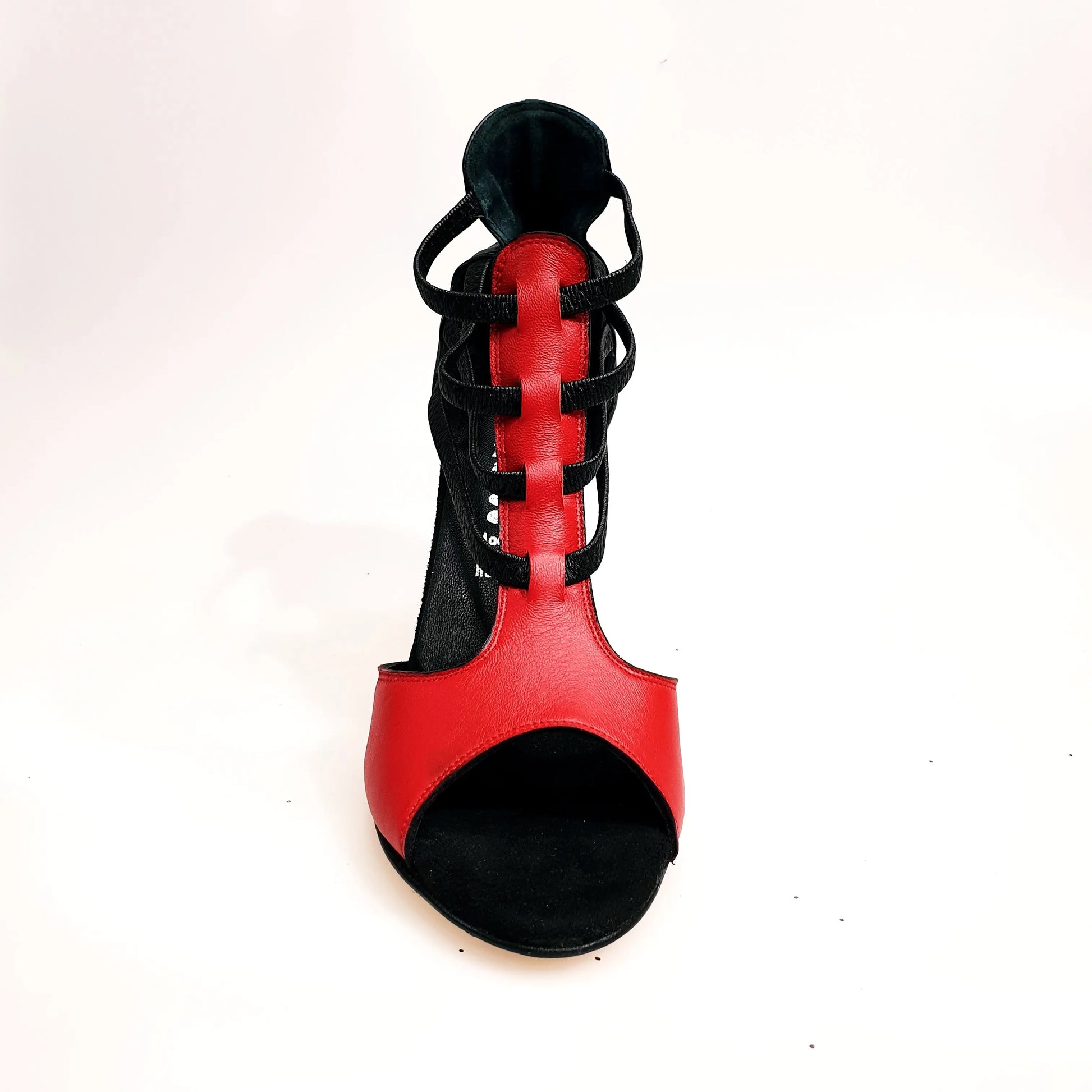 Sandalo donna Lilith (460) in pelle rossa con Tacco e tallone nero, scarpa elegante e alla moda di Wish Dance Shop.
