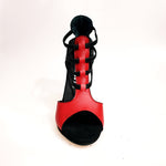 Load image into Gallery viewer, Lilith (460) - Woman&#39;s Sandal in Red Leather with Heel and Heel in Black
