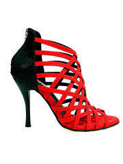 Carica immagine nella Galleria, Intrigo (780) - Scarpa da Donna in Camoscio Rosso con tallone in Lurex Nero e Tacco Slim
