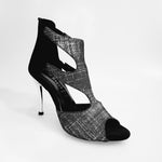 Load image into Gallery viewer, Nina Fish - Woman&#39;s Sandal in Boreal Fish Carbon and Black Suede Heel
