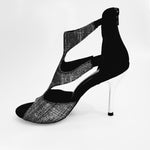 Load image into Gallery viewer, Nina Fish - Woman&#39;s Sandal in Boreal Fish Carbon and Black Suede Heel

