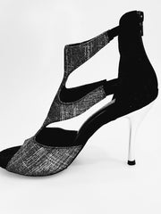 Carica immagine nella Galleria, Nina Fish - Sandalo da Donna in Fish Carbon Boreale e Tallone in Camoscio Nero
