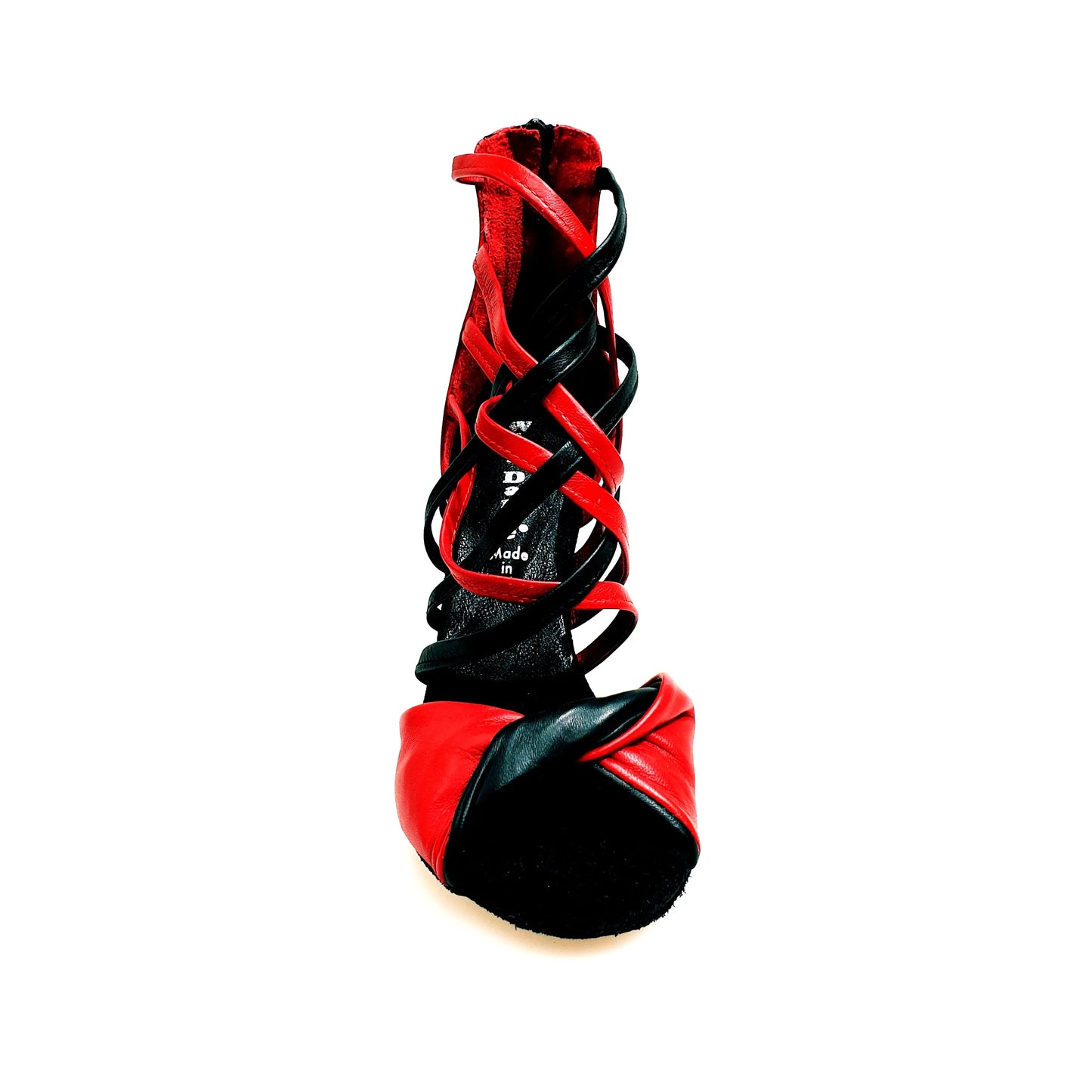 Sandalo donna Natalia (360) Wishdance in pelle rossa e nera, con design elegante e dettagli raffinati.