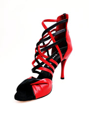 Load image into Gallery viewer, Natalia (360) - Women&#39;s High Sandal in Red Leather and Black Leather
