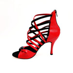Load image into Gallery viewer, Natalia (360) - Women&#39;s High Sandal in Red Leather and Black Leather
