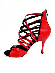 Load image into Gallery viewer, Natalia (360) - Women&#39;s High Sandal in Red Leather and Black Leather
