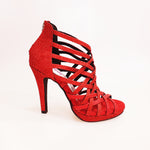 Carica immagine nella Galleria, Intrigo (780) - Scarpa da Donna in Glitter Rosso con Tacco Alto a Spillo Largo e Plateau Flex
