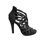 Load image into Gallery viewer, Intrigue (780) - Woman's Shoe in Black Glitter with Stiletto Heel and Plateau
