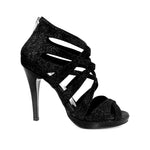 Load image into Gallery viewer, DOROTY (781PLT) Intrigo - Scarpa da Donna in Glitter Nero Tacco a Spillo Alto largo Smaltato nero e plateau confort flex
