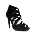 Load image into Gallery viewer, DOROTY (781PLT) Intrigo - Scarpa da Donna in Glitter Nero Tacco a Spillo Alto largo Smaltato nero e plateau confort flex
