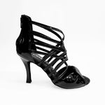 Load image into Gallery viewer, Natalia (360) - Woman&#39;s High Sandal in Black Patent Leather and Black Leather with Black Leather and Black Patent Straps
