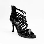 Load image into Gallery viewer, Natalia (360) - Woman&#39;s High Sandal in Black Patent Leather and Black Leather with Black Leather and Black Patent Straps
