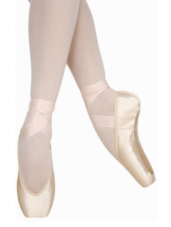 Punte da danza classica Grishko Elite con mascherina bassa ovale, morbidezza e larghezza variabili, senza cordoncino, immagine frontale