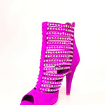 Load image into Gallery viewer, Elizabeth Plus - Sandalo da Donna a Tronchetto in Camoscio Fuxia e Swarovski Boreali
