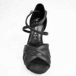 Carica immagine nella Galleria, Margarita QC (1538QC) - Scarpa da Ballo Basica da Donna Con retina in Raso Seta Nero Cinturino incrociato sul collopiede e Tacco Spillo
