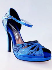 Load image into Gallery viewer, Alexa (LP4) - Royal Blue Silk Satin Dance Shoe with Swarovski

