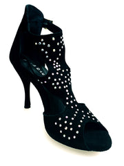 Load image into Gallery viewer, Anna SW - Woman&#39;s Sandal in Black Suede and Swarovski
