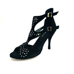 Load image into Gallery viewer, Anna SW - Woman&#39;s Sandal in Black Suede and Swarovski
