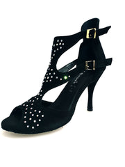 Load image into Gallery viewer, Anna SW - Woman&#39;s Sandal in Black Suede and Swarovski
