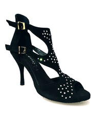 Load image into Gallery viewer, Anna SW - Woman&#39;s Sandal in Black Suede and Swarovski
