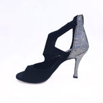 Carica immagine nella Galleria, Desiré - Sandalo da Donna in Camoscio Nero e Multicolor Boreale Argento
